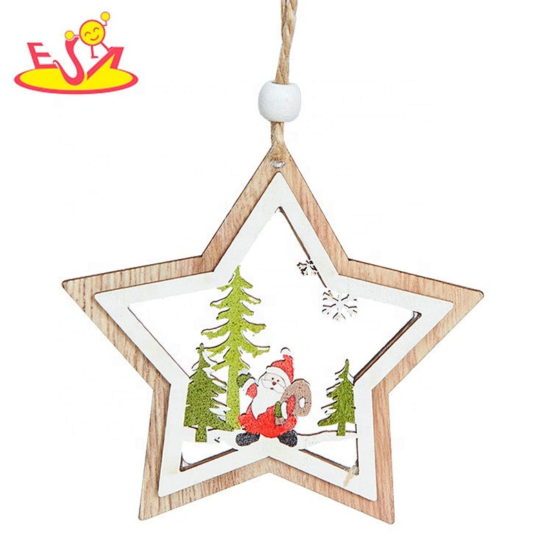 2020 High quality LED wooden christmas tree decorations with light W09D099
