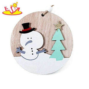 Hot sale snowman handmade wooden round crafts W18A118C