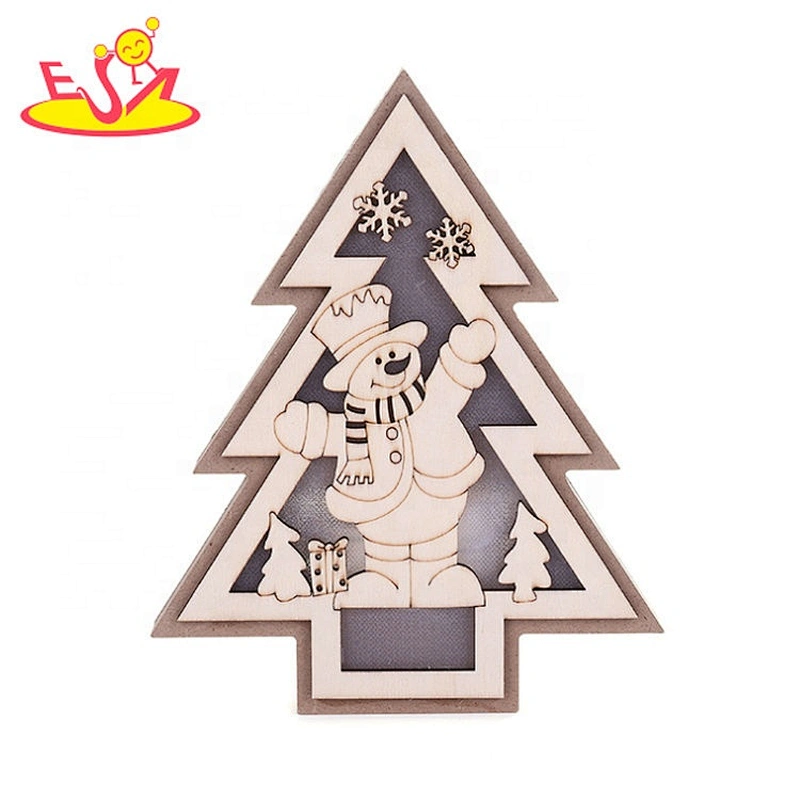 Hot sale Christmas hanging wooden hollow craft W09D102