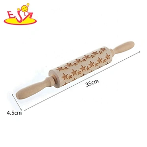 Wholesale customized size and design wooden embossing engraved rolling pin W02B049