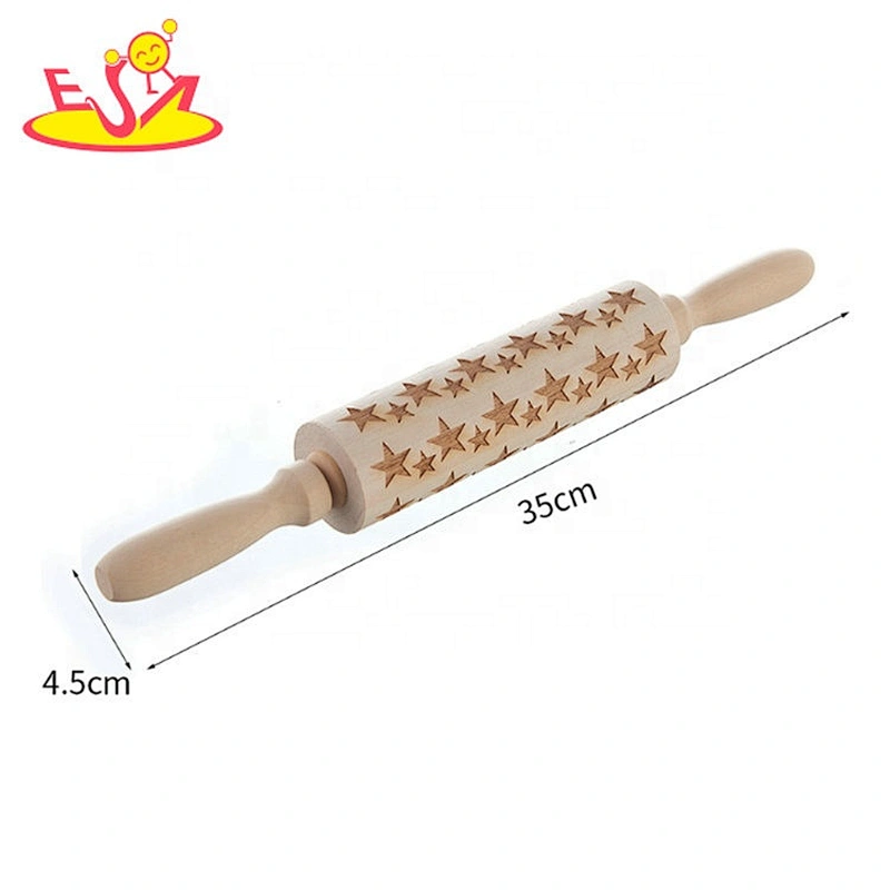 Wholesale customized size and design wooden embossing engraved rolling pin W02B049