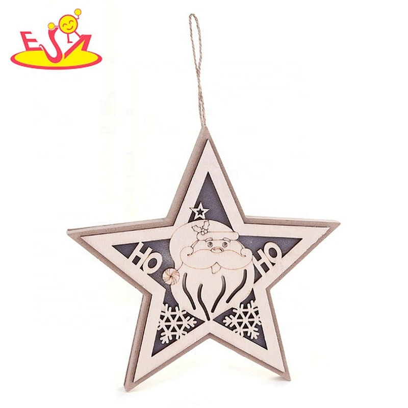 Christmas tree led hanging decorations wooden santa claus  hollow craft  W09D101