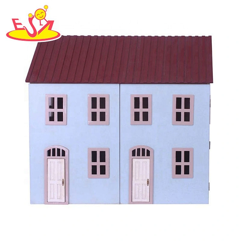 Hot selling kids miniature wooden dollhouse kits for role play W06A408