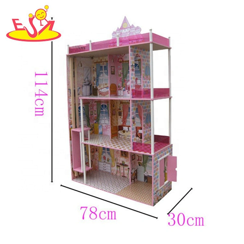 Hot selling role play wooden miniature dollhouse for kids W06A406