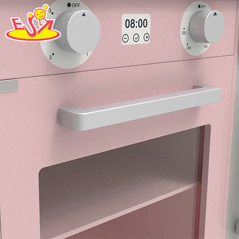 2020 New released pink wooden kids toys kitchen set for children W10C547B