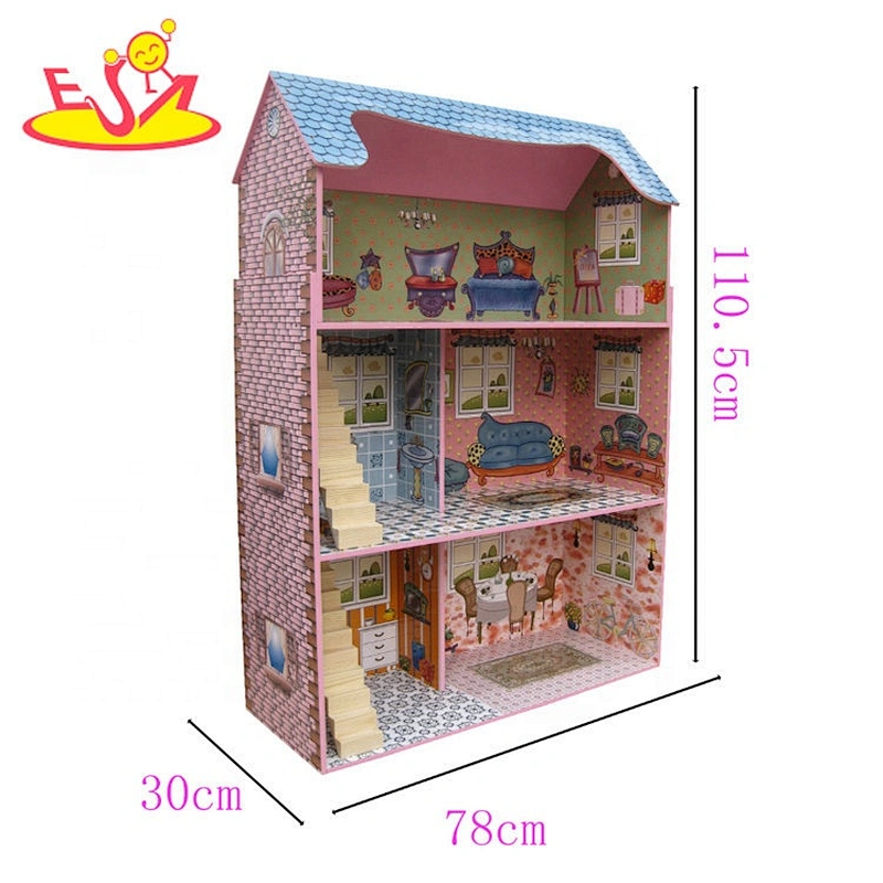 Most popular preschool wooden toy fire station for children W04B084