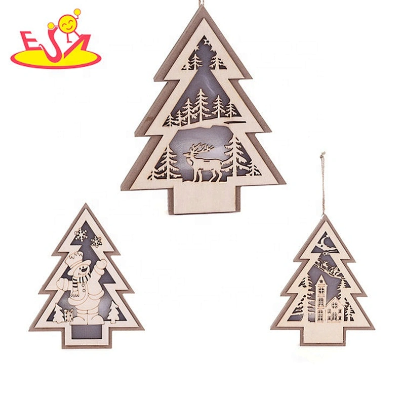 2020 Christmas hanging wooden hollow snowman decor  W09D103