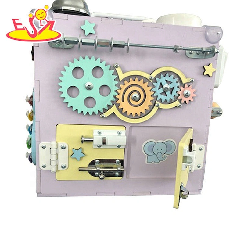 2020 Most popular educational wooden mini busy cube for kids W12D182