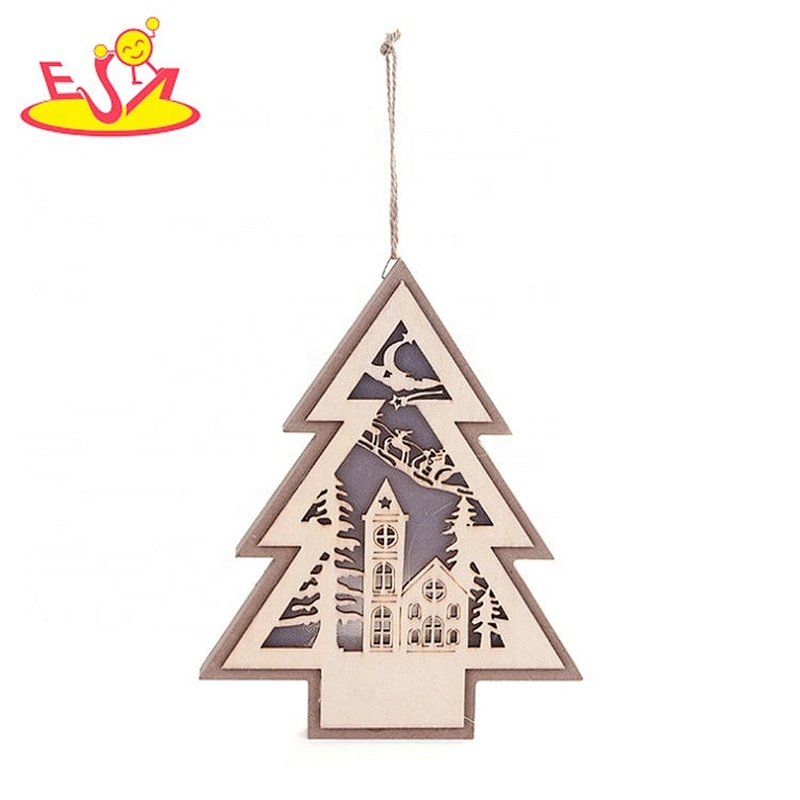 Hot sale Christmas hanging wooden hollow craft W09D102