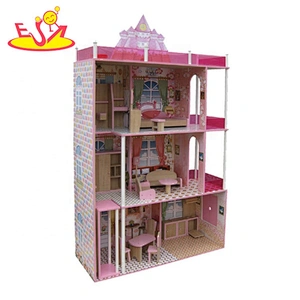 Hot selling role play wooden miniature dollhouse for kids W06A406