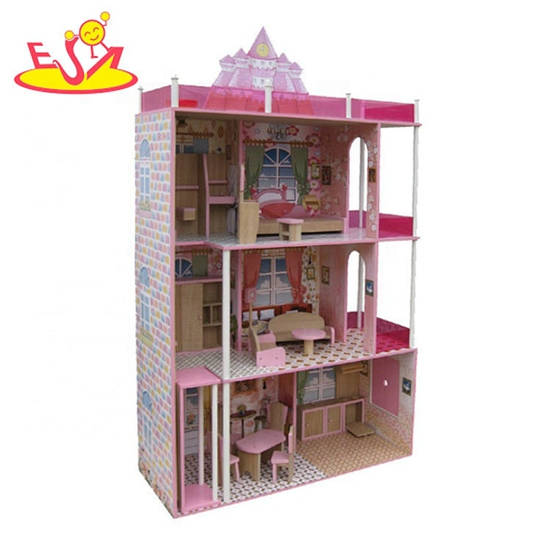 Hot selling role play wooden miniature dollhouse for kids W06A406