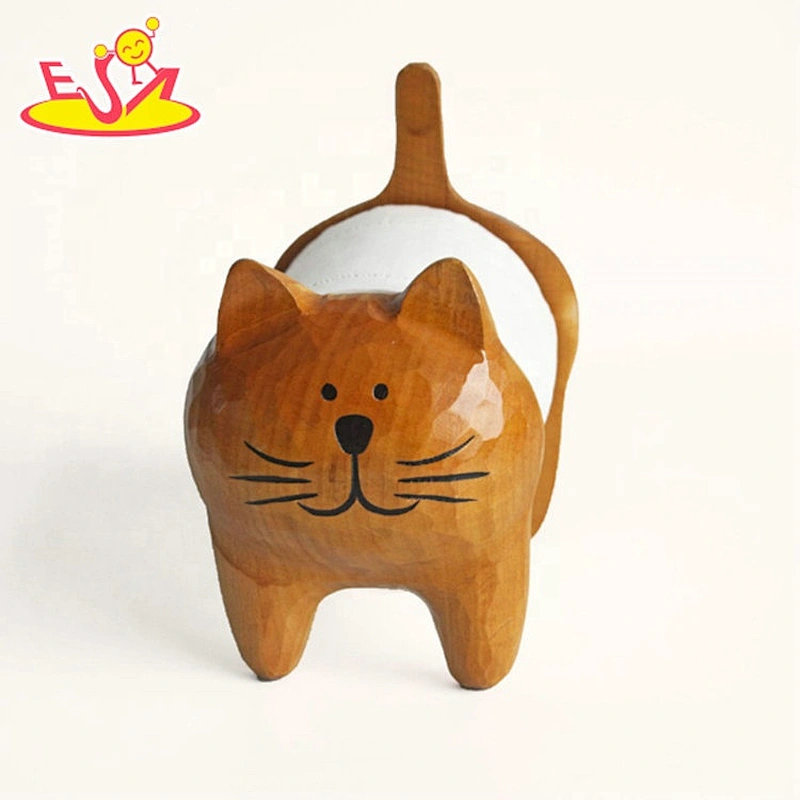 Wholesale solid wood painted cute cat desktop decoration for cat lovers W18A082B