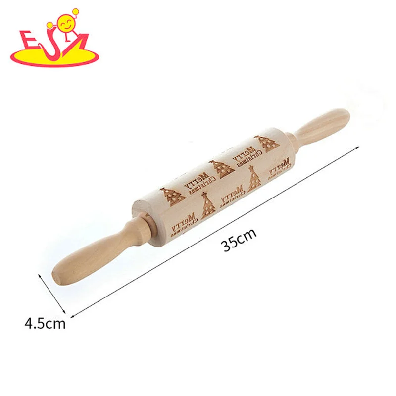 Exquisite design carve patterns or embossing on woodwork kitchen accessory rolling pin of wood W02B046