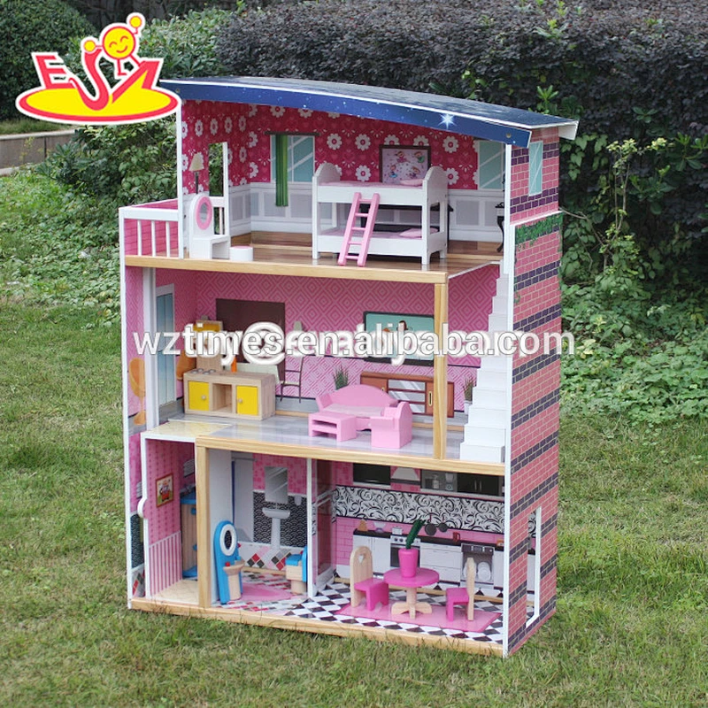 Wholesale modern style kids wooden huge doll house toy W06A229