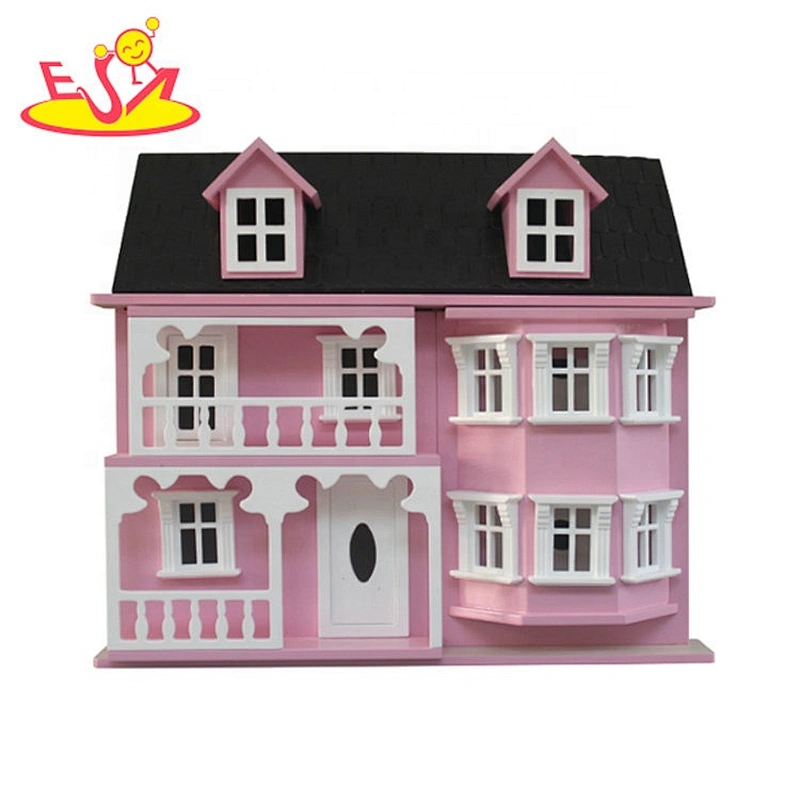 Hot selling kids miniature wooden dollhouse kits for role play W06A408