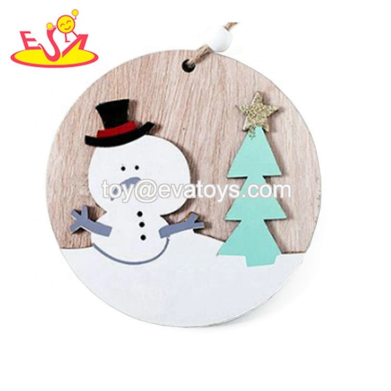 Hot sale Christmas elk wooden round crafts W18A118A
