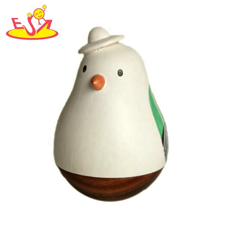 Funny wobbling animal toy kids gift cute penguin wooden tumbler roly-poly toy W18A084