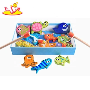 High quality preschool magnetic wooden fishing game for kids W01A359