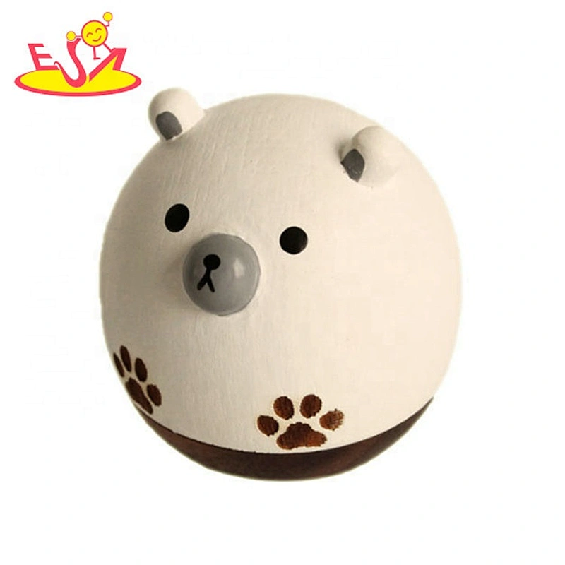 Wooden animal crafts solid wood desktop decoration roly-poly toy panda tumbler toy W18A090