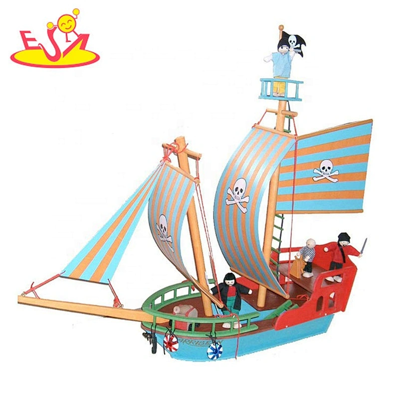 wholesale preschool wooden pirate ship playsets for children W03B117