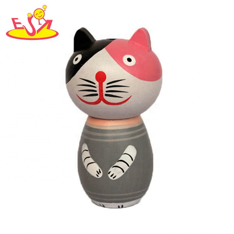 Solid wood funny cute cat toothpick holder with customize W18A095