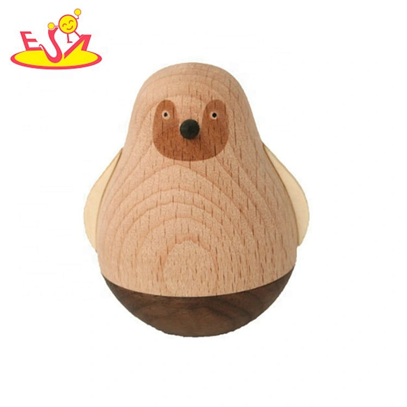 Wooden animal crafts solid wood desktop decoration roly-poly toy panda tumbler toy W18A090