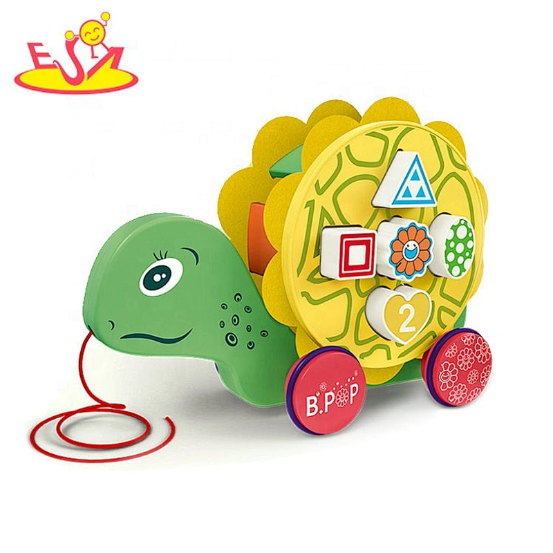 New arrived cartoon wooden animal car pull toy for kids W05B204
