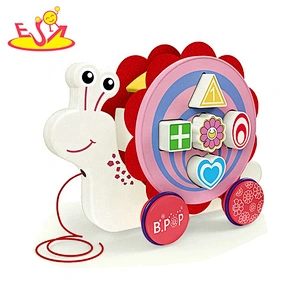 high quality mini wooden hippo pull toy for baby W05B199
