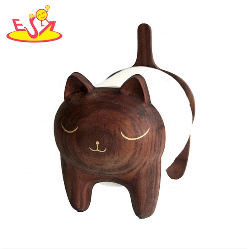 Wholesale solid wood painted cute cat desktop decoration for cat lovers W18A082B