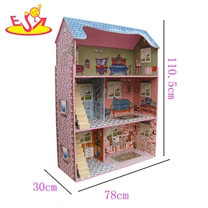Hot selling role play wooden miniature dollhouse for kids W06A406