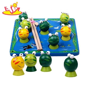 2020 wholesale frog shape wooden fishing toy for kids W01A374