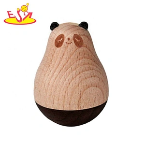 Wooden animal crafts solid wood desktop decoration roly-poly toy panda tumbler toy W18A090