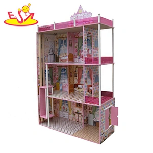 Hot selling role play wooden miniature dollhouse for kids W06A406