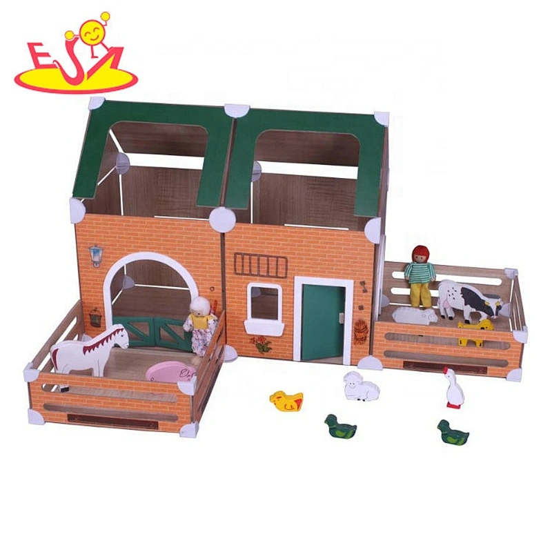 2020 New arrived preschool wooden farm barn house toy for kids W06A411