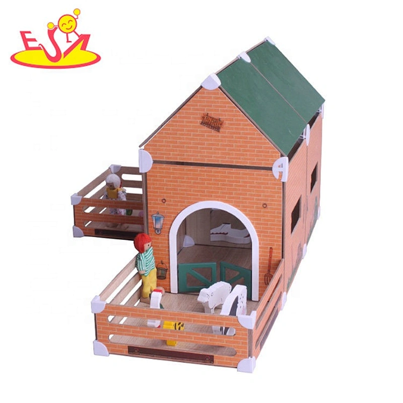 2020 New arrived preschool wooden farm barn house toy for kids W06A411