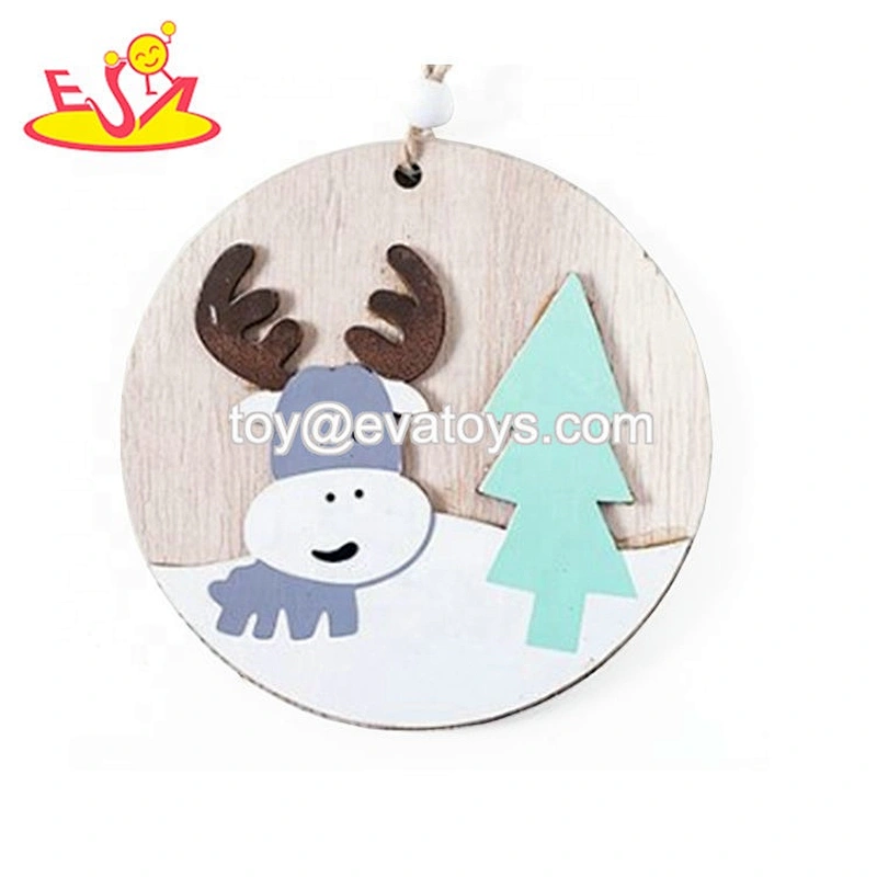 Hot sale Christmas elk wooden round crafts W18A118A