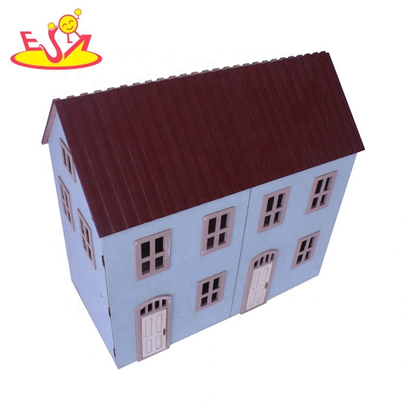 Hot selling kids miniature wooden dollhouse kits for role play W06A408