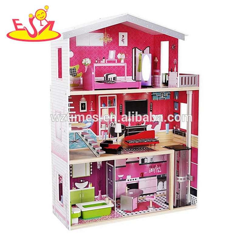 Wholesale modern style kids wooden huge doll house toy W06A229