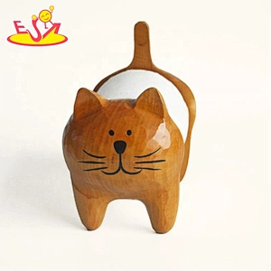 Wholesale wood painted desktop decoration craft of cute cat W18A082A