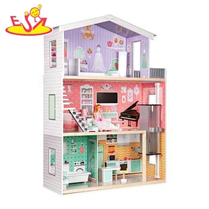Customize pretend play wooden dollhouse miniature toy for kids W06A397