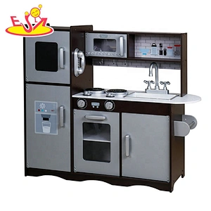 On sale kids brown wooden toy kitchen set for pretend play W10C570