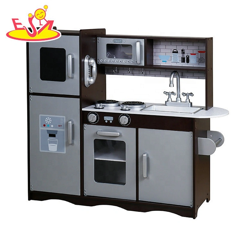 On sale kids brown wooden toy kitchen set for pretend play W10C570