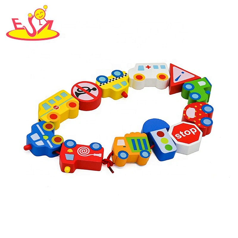 Hot sale educational wooden lacing blocks toy for children W11E159