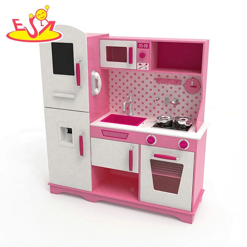 Customize multifunction pink wooden kitchen play set for girls W10C597D