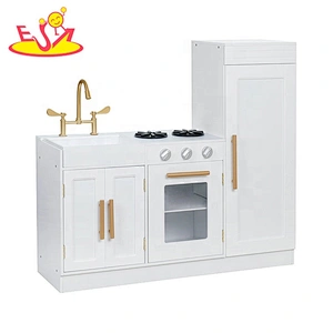 On sale pretend wooden white kitchen set toys for children W10C479B