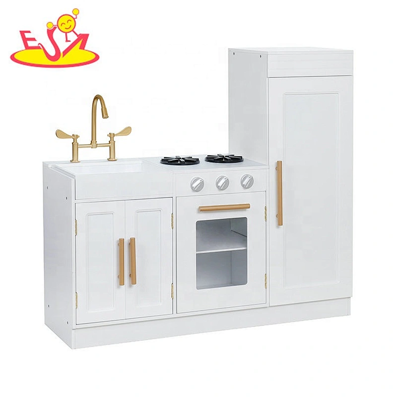 On sale pretend wooden white kitchen set toys for children W10C479B
