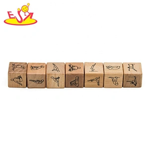 Customize 6PCS wooden yoga dice game for Exercise, Yoga, and Fitness W01A360