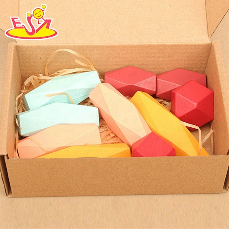 Customize colorful wooden stone stacking blocks for kids W13D309