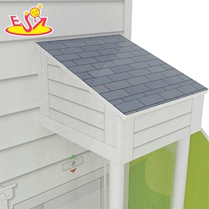 Customize kids wooden doll house game toys with garden tree W06A416