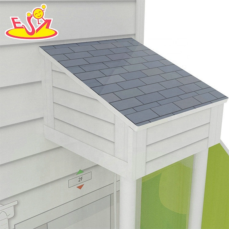 Customize kids wooden doll house game toys with garden tree W06A416